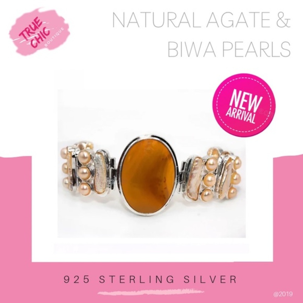 Agate & Biwa Pearl Bracelet